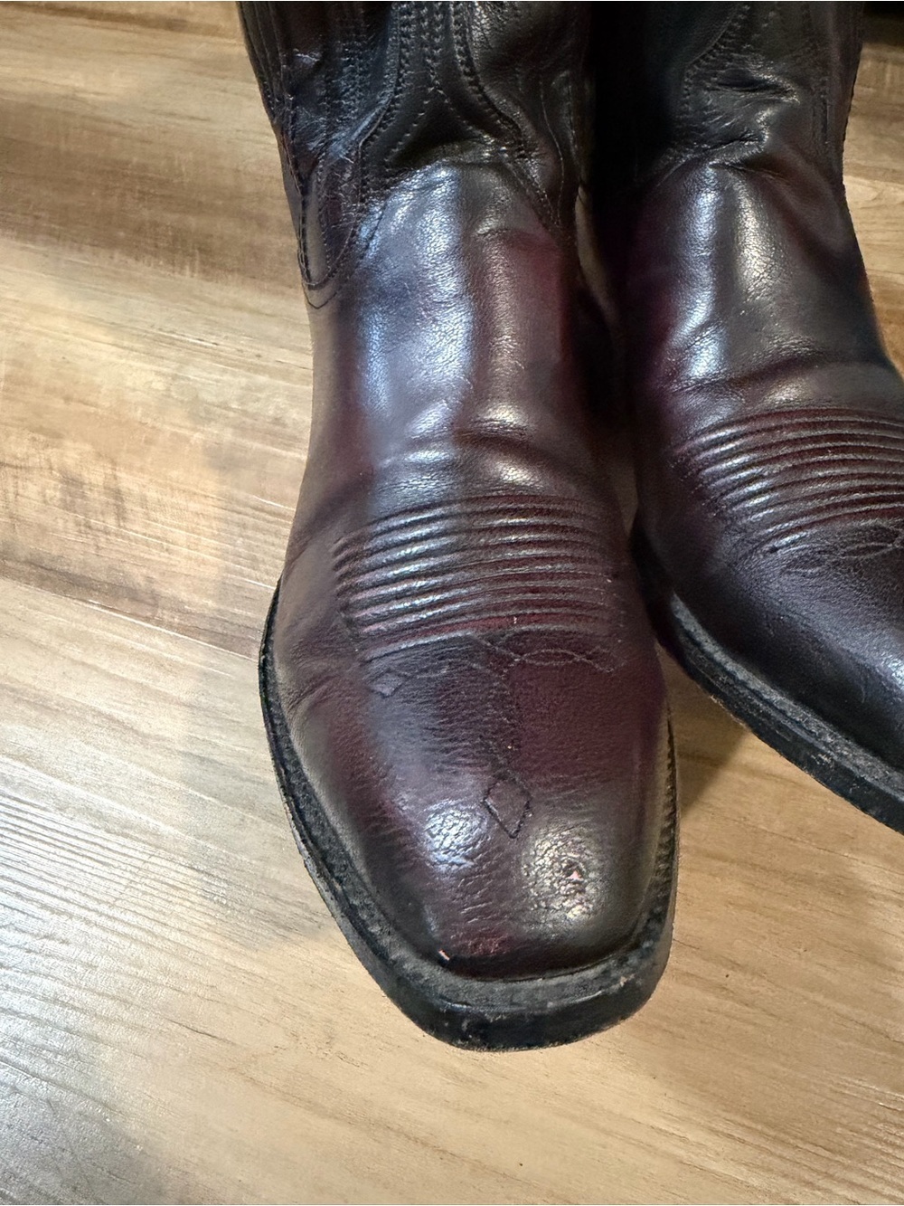 Vintage Lucchese Gavin Black Cherry Goatskin Western Cowboy Boots 9D handmade - Picture 7 of 16